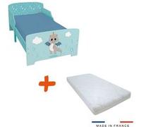 BEBEGAVROCHE Lit et Matelas - Lit Enfant Léon le Dragon - 140 x 70 cm Bleu G