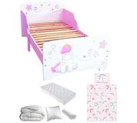 Lit enfant Licorne - Pack complet Premium - Rose et Blanc - Matelas et Literie inclus
