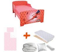 BEBEGAVROCHE Pack complet Premium Lit junior 140 cm Miraculous Lit+Matelas & Parure+Couette+Oreiller Multicolors G