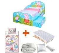 Lit Enfant - Peppa Pig - Pack LUXE - Literie 5 pièces - Matelas Inclus - Multicolore