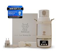 BEBELUX BebeWarm V2 Lux Mommy Kit Chauffe-biberon | Température parfaite en deux minutes, jusqu'à 500 ml, batterie, USB-C, kit d'accessoires, beige