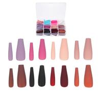 BEBEMOKO 1 boîte Kit Faux Ongles Détachables Couleur Unie Mat Longue Forme Danseuse Résistant et Facile à Appliquer pour Nail Art DIY et Salon Adapté Fêtes et Usage Quotidien