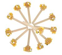 BEBEMOKO 12 pièces Bee Party Ornaments Honey Dipper Set Mini Bee Table Decor for Tiered Tray Lightweight Wood Honey Stick Decorations for Spring Summer Farmhouse Kitchen