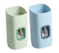 BEBEMOKO 2 Pièces Distributeur Dentifrice Mural Support Presse Dentifrice sans Perçage pour Salle de Bain Pratique et Stable Élastique Adaptée Aux Tubes Standards