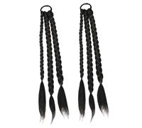 BEBEMOKO 2 pièces Extension Queue de Cheval Tressée Synthétique Postiche Longue Tresse Élastique Mate Résistante Chaleur Accessoire Coiffure Pratique pour Usage Quotidien et Événements