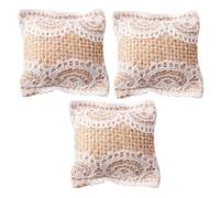 BEBEMOKO 3 Pièces Miniature Dollhouse Pillows Set Realistic Lace Cushions for Mini Sofa Bed Adorable Tiny Dollhouse Accessories for Living Room and Bedroom Decor