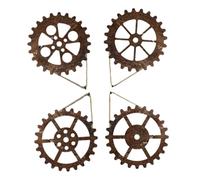 BEBEMOKO 4pièces Décoration Murale Industrielle Bois De Forme De Roue Dentée Ornement Vintage Pour Bureau Et Maison Art Mural Steampunk Pour Original