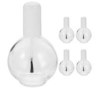 BEBEMOKO 5 pièces Lot de Flacons Vernis à Ongles Vides Verre Rechargeables avec Pinceau et Bouchon Blanc Transparents Compact pour Gel et Vernis Étanches et Pratiques pour Usage Personnel