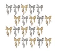 BEBEMOKO Autocollants Décoratifs pour Ongles 100 Pcs Nœud 3d Or et Argenté, Patchs Nail Art Brillants pour Manucure, Accessoires Strass Nail Art Diy, Kit Décoration Ongles Polyvalent