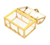 BEBEMOKO Boîte à Bonbons Transparente Dorée, Petite Boîte à Trésors Décorative Multifonction, Étui de Rangement pour Dragées et Souvenirs, Coffret pour Fêtes D’anniversaire et Mariage, 1