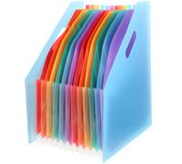 BEBEMOKO Classeur Accordéon Extensible A4 Bleu, Organiseur de Documents Debout en Plastique, Pochette Extensible pour Reçus, Dossier Accordéon Grand Volume pour Bureau, École et Maison,