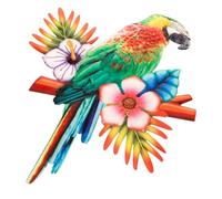 BEBEMOKO Décoration Murale Perroquet En Métal Rouge Ornement De Jardin Figurine Compacte Décoration Extérieure Accessoire De Maison