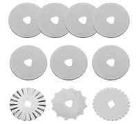 BEBEMOKO Lot de 10 Lames de Rechange pour Cutter Rotatif en Acier Argenté, 45 Mm, 4 Types de Coupe pour Tissu et Quilting, Accessoires Fiables pour Scrapbooking et Projets DIY