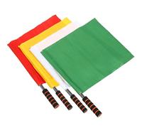 BEBEMOKO Lot de 4 Drapeaux d'Arbitre de Football en Polyester Solide Couleurs Blanc Jaune Rouge Vert Drapeaux de Signalisation pour Matchs Sportifs et Compétitions en Extérieur