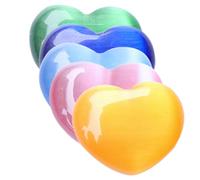 BEBEMOKO Lot de 5 Ornements Décoratifs en Pierre Naturelle 3 Mm de Cœur Multicolore, Pierres Énergétiques pour Décoration Intérieure, Aquarium et Espaces Créatifs Style Style Aléatoire