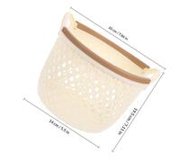 BEBEMOKO Panier de Rangement Pratique en Polypropylène, Petit Modèle Beige avec Poignée, Organisateur Multifonction pour Bureau, la Cuisine et Salle de Bain, Panier Creux pour Stockage