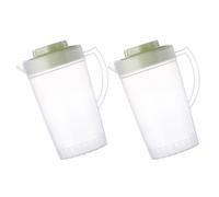 BEBEMOKO Pichet à Jus Grosse Capacité Couvercle Lot de 2, Bouilloire Froide Ergonomique pour Boissons Fraîches d'Été, Accessoire Ménager Transparent Facile à Nettoyer