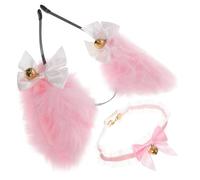 BEBEMOKO Serre-tête Oreilles de Chat Dentelle avec Collier à Cloche pour Cosplay et Fêtes Bandeau Doux et Confortable pour Filles et Femmes Accessoire Élégant pour Anniversaire et Scène