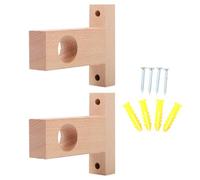 BEBEMOKO Support de Tringle à Rideau en Bois Massif 2 Pièces, Diamètre 2,5 Cm, Accessoire pour Rideau de Salle de Bain, Support Mural Robuste et Décoratif pour Tringle Simple, pour Salle