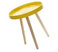 BEBEMOKO Table D'appoint Nordique Ronde Jaune en Matériau Synthétique, Mini Table Créative pour Salon, Fonction Rangement et Gain de Place, pour Bar ou Restaurant