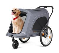 Beberoad 2 en 1 Remorque pour vélo & Poussette pour Chien, Capacité 45 kg, Facile à Plier pour Ranger et Voyager, Poussette pour Chiens de Taille Moyenne à Grande, Gris,75×127×97CM