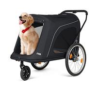 Beberoad 2 en 1 Remorque pour vélo & Poussette pour Chien, Capacité 45 kg, Facile à Plier pour Ranger et Voyager, Poussette pour Chiens de Taille Moyenne à Grande, Noir,75×127×97CM