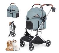 Beberoad Pets T3 Pro Pet Poussette 3 en 1 pour chien et chat de petite et moyenne taille - Pliable et légère - Avec bandoulière amovible - Pet Gear Voyage - Vert