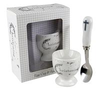 Bébés Baptême Coquetier et Cuillère Ensemble Bébé Fille Garçon Sainte Blanc Religieux