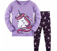 Bébés Filles Noël Pyjamas Licorne Vêtements de Nuit Deux pièces Manches Longues Chemises de Nuit Hauts Bas Pjs Ensembles de Pyjama pour Enfants Taille 2-3 Ans 3T Action de grâces Noël Cadeaux