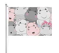 Bébés hippopotames mignons,Drapeau de jardin, bannière décorative, drapeau double face, 2 x 3 pieds, pour extérieur et intérieur