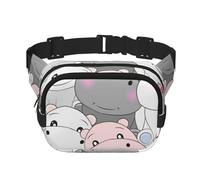 Bébés hippopotames Mignons,Sac Banane carré Double Couche, Sac de Poitrine