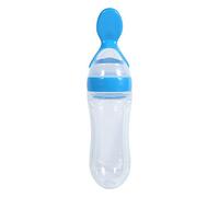 Bébés Nourrisseur Biberon en Silicone 90ML Biberon à Riz Céréales avec Cuillère Complément Alimentaire de Céréales de Riz Squeeze Cuillère Bébé Extrusion Outils (bleu)
