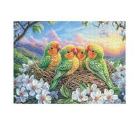 Bébés Perroquets au Printemps 500 Pieces Casse-tête Collectionneur en Carton sans Déformation Très Difficile Motif Complexe Décoration Murale Cadeau Noël Premium 500 PCS