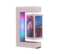 BEBEVOGUE Cadre photo magnétique en lévitation à trois côtés avec lumière LED intégrée - Support d'affichage flottant pour la maison, le bureau, la décoration d'anniversaire, de Noël, de mariage -