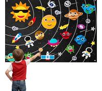 BEBEVOGUE Montessori - Kit de Jeu en Feutre Spatial - Jouet éducatif pour Enfants - Système Solaire avec 60 éléments - Cadeau pour 3 à 8 Ans (Bleue)