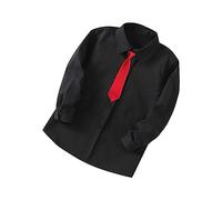 BebeXi Anno 2205 Enfants Garçons Filles Coupe Classique Chemise Col Rond Coton Doux Manches Longues Basique Chemise Garçon Noir 140, BK2., 9-10 ans