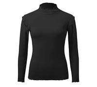 BebeXi Haut de jogging pour homme avec col rond, doublure polaire, sous-vêtement thermique, hauts étroits, chemises thermiques à manches longues, t-shirt thermique pour homme, noir, Noir , L