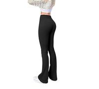 BebeXi Legging pour femme M et loisirs - Pantalon de yoga côtelé avec taille haute - Legging court pour femme, Noir , S