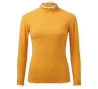 BebeXi Snowboard pour femme avec col rond, doublure en polaire, sous-vêtements thermiques, hauts étroits, chemises thermiques à manches longues, hauts blocs de couleur pour homme, jaune, L