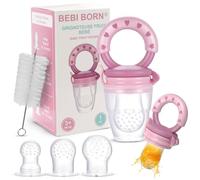 Bebi Born Grignoteuse Bébé Evolutive en Silicone Sans BPA - Tétine d'Alimentation Sécurisée pour Découverte des Aliments Solides - 3 Tailles 4-24 Mois - Soulage les Gencives - Rose