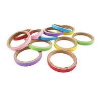 BEBIKR Jouets pour oiseaux à mâcher pour les dents, anneaux en bois, cage à suspendre, jouet pour animaux de compagnie, jouets colorés arc-en-ciel en bois pour perroquet