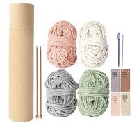 BEBIKR Kit de tricot avec aiguille en coton et fil à tricoter pour débutants
