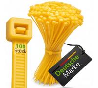 BeBo Lot de 100 serre-câbles Jaune 2,6 x 100 mm Petit format | Nylon PA 6.6, force de traction de 8 kg, diamètre du faisceau jusqu'à 22 mm, -40 à +85 °C. Code couleur pour installation