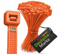 BeBo Lot de 100 serre-câbles Orange 2,6 x 100 mm Petit format | Nylon PA 6.6, force de traction de 8 kg, diamètre du faisceau jusqu'à 22 mm, -40 à +85 °C. Code couleur pour installation