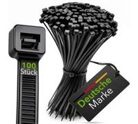 BeBo Lot de 100 serre-câbles résistants aux UV - Noir - 7,8 x 365 mm - Résistants aux intempéries et stables pour l'intérieur et l'extérieur - Organisation fiable des câbles pour l'industrie, le