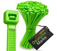 BeBo Lot de 100 serre-câbles Vert clair 2,6 x 100 mm Petit format | Nylon PA 6.6, force de traction de 8 kg, diamètre du faisceau jusqu'à 22 mm, -40 à +85 °C. Code couleur pour installation