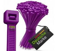 BeBo Lot de 100 serre-câbles Violet 2,6 x 100 mm Petit format | Nylon PA 6.6, force de traction de 8 kg, diamètre du faisceau jusqu'à 22 mm, -40 à +85 °C. Code couleur pour installation
