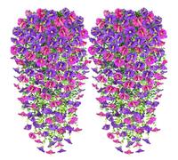 Bebochoi 4 Pcs Fleurs Artificielles Suspendues, Résistantes aux UV, Fleurs Artificielles au Mur, Faux Plante à Suspendre pour Balcon 76cm, pour Le Jardin Le Patio et la Décoration Extérieure (Rouge)