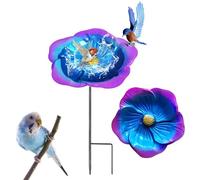 Bebochoi Mangeoire Oiseaux en Fer en Forme De Fleur Abreuvoir, Grand Abreuvoir à Oiseaux Debout avec Pied, Mangeoire Oiseaux Sauvage Décor pour Cour, Jardin, Pelouse (Bleu Violet)