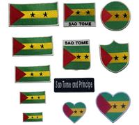 BeBuz - Drapeau brodé de Sao Tomé avec nom - Écusson thermocollant ou à coudre - Patch de campagne pour veste, sac à dos, chapeau et loisirs créatifs